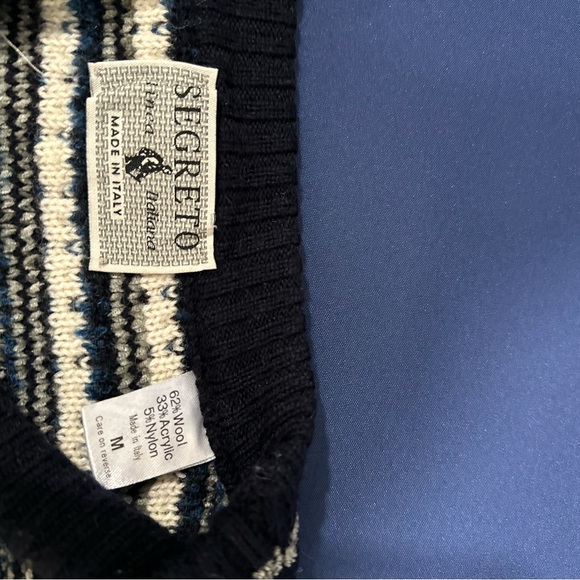 Vintage Segreto Navy and White Crewneck Sweater - Picture 3 of 3